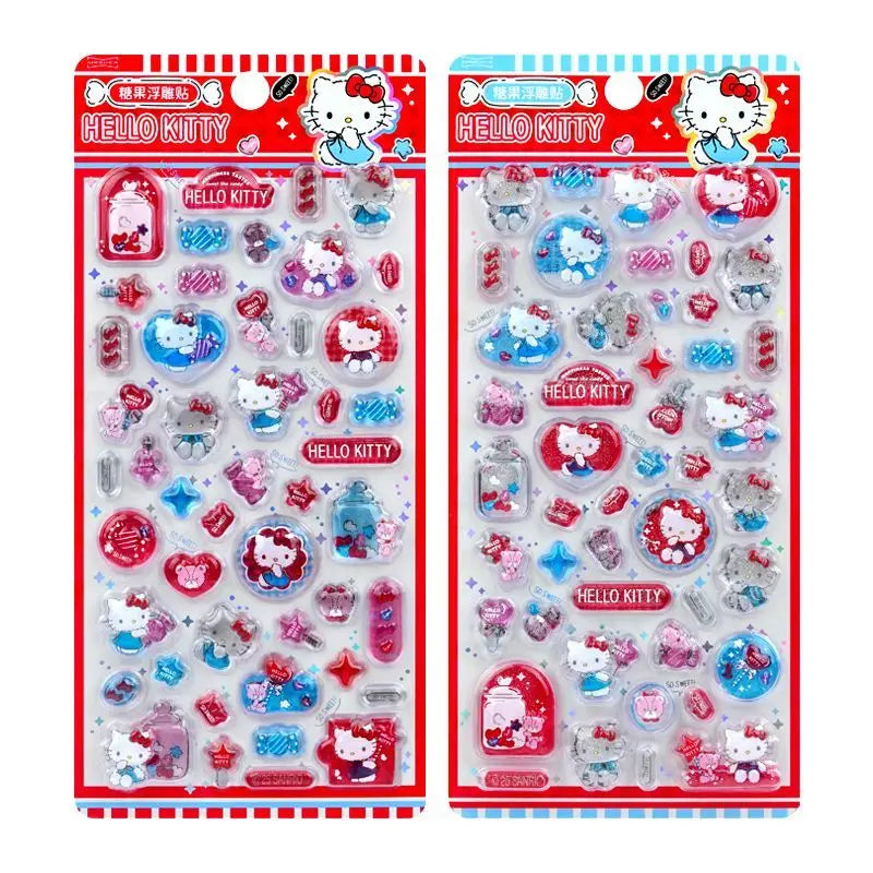 Kawaii Hello Kitty 3D Relief Stickers Cute Phone Case Laptop Water Bottle Decorations Stickers School Stationery Supplies