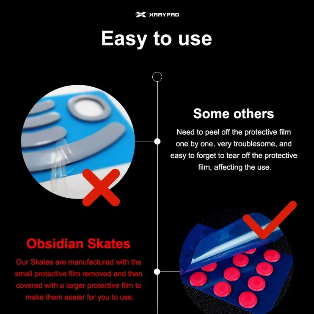 Obsidian X-Raypad Mouse Skates Universal 6.5mm Dots Donuts 0.9mm Balanced Control Mouse Feet Pad Glass Foot Pad