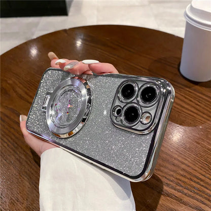 Quicksand Bracket Glitter Case For Xiaomi Redmi 9A 9C 10A 10 10C 12 4G 12C 13C 4G 13C 5G A3 A1 A2 Plus Magnetic Stand Soft Cover