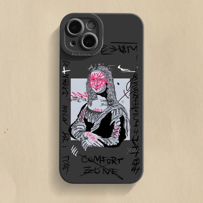 Graffiti Great Art Aesthetic David Mona Lisa Soft Phone Case For iPhone 15 14 13 12 11 16 Pro Max XR X XS 7 8 15 Plus SE Cover