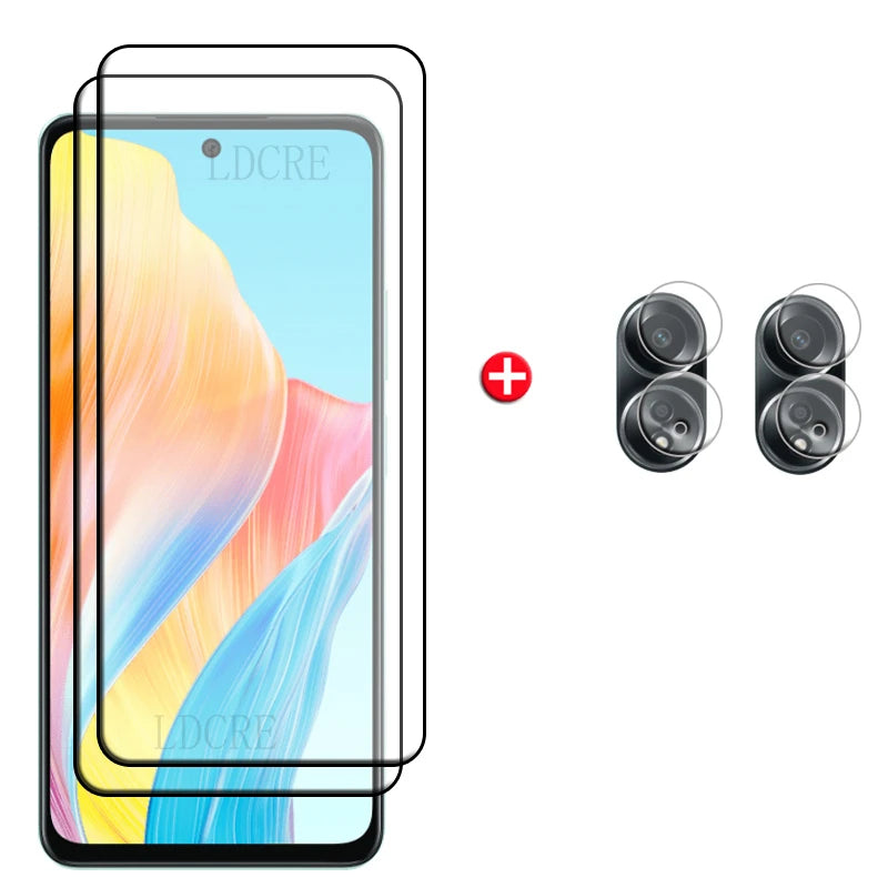 6-in-1 For OPPO A58 Glass For OPPO A58 Tempered Glass 9H Protective Full Cover Glue Screen Protector OPPO A 58 A58 4G Lens Glass