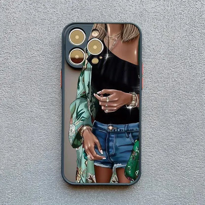 Girl Women Coffee Miss Phone Case For iphone 16 12 11 14 13 15 Pro Max X XS XR SE 2020 7 8 Plus Fashion Lady High Heel Covers