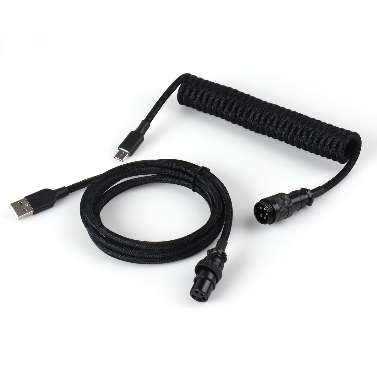 LANO Custom Paracord Coiled Mechanical Keyboard Type C Data Spring Cable GX16 Aviator Coil Spiral Usb C for Gaming Coiled Cable