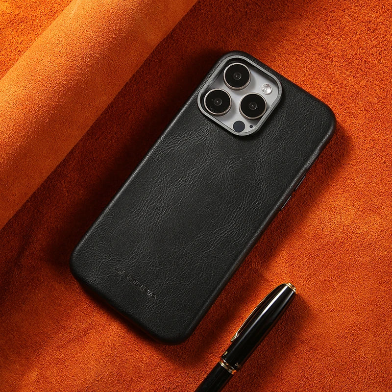 For MagSafe Business Leather Phone Case for iPhone 17 16 15 14 13 Pro Max Plus 17air Magnetic Wireless Charging Shockproof Cover