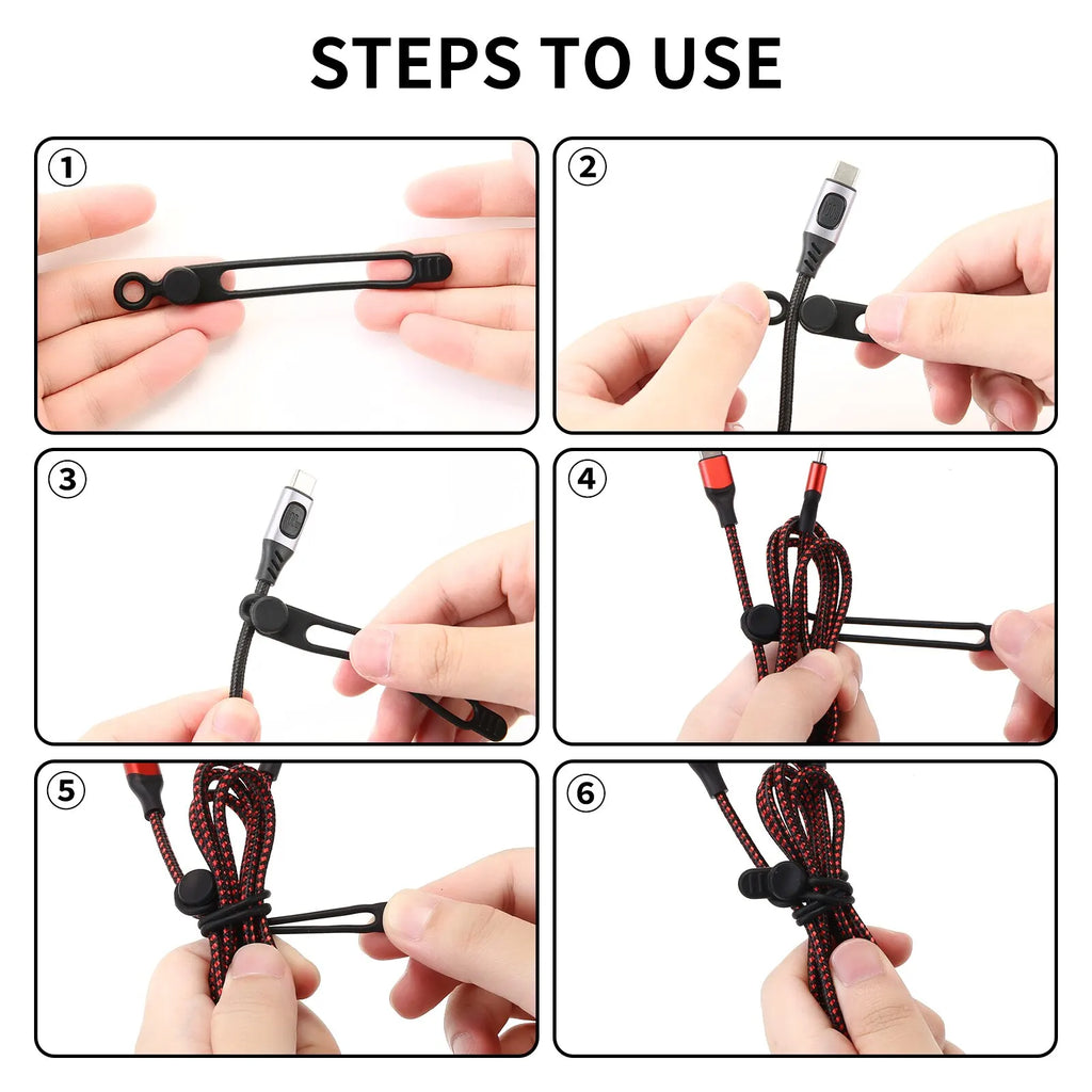 Silicone Cable Ties,Cord Organizer,Cable Straps,Reusable Cord Ties,Travel Cable Organizer ,Cute Elastic Tie, Wire Ties