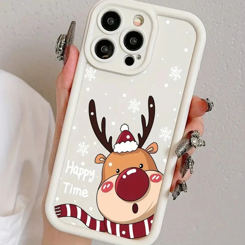 Christmas Deer Tree Graphic Phone Case For iPhone 17 16 15 Pro Max Plus 14 13 12 11 Pro Max Air XS X XR 7 8 Plus SE2 Soft Cover
