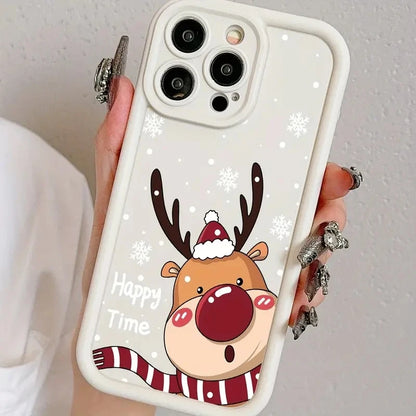 Christmas Deer Tree Graphic Phone Case For iPhone 17 16 15 Pro Max Plus 14 13 12 11 Pro Max Air XS X XR 7 8 Plus SE2 Soft Cover