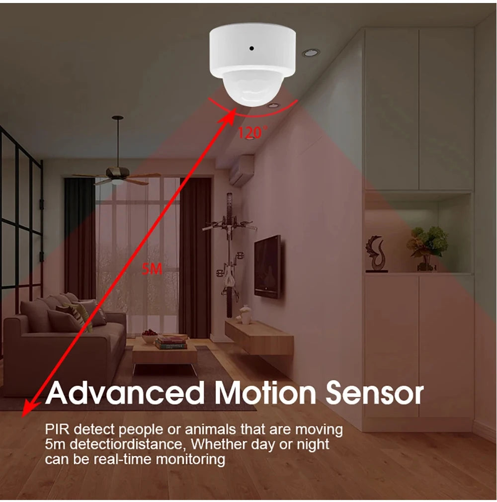 ZigBee Pir Motion Sensor Smart Human Body Sensors Infrared Detector Security Burglar Alarm Sensor Works With Home Assistant Z2M