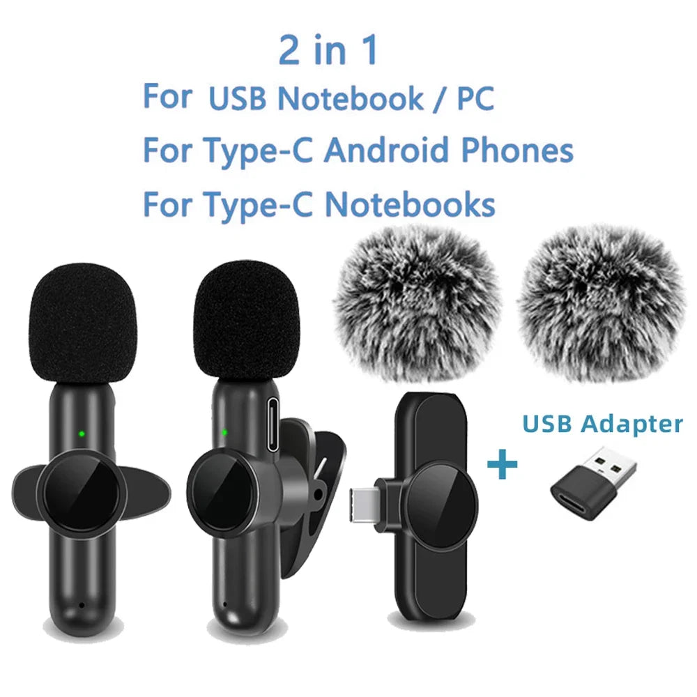 2.4G Wireless Lavalier Microphone  Audio Video Recording Noise Cancelling  for IPhone/iPad/Android/Xiaomi/Samsung Live Game Mic