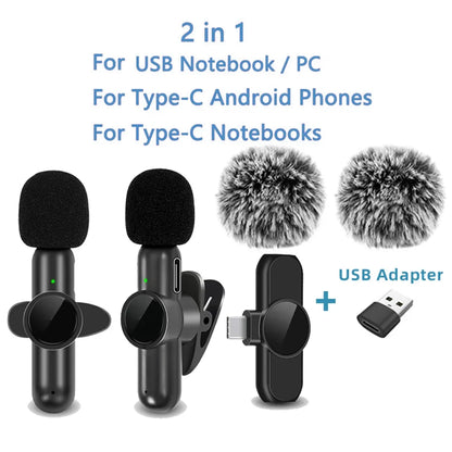 2.4G Wireless Lavalier Microphone  Audio Video Recording Noise Cancelling  for IPhone/iPad/Android/Xiaomi/Samsung Live Game Mic