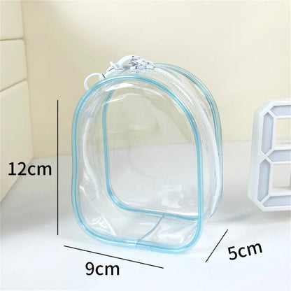 12cm PVC Transparent Storage Bag with Keychain Multicolor Cartoon Doll Display Box Dustproof Case Earphones Gift Organizer Bags