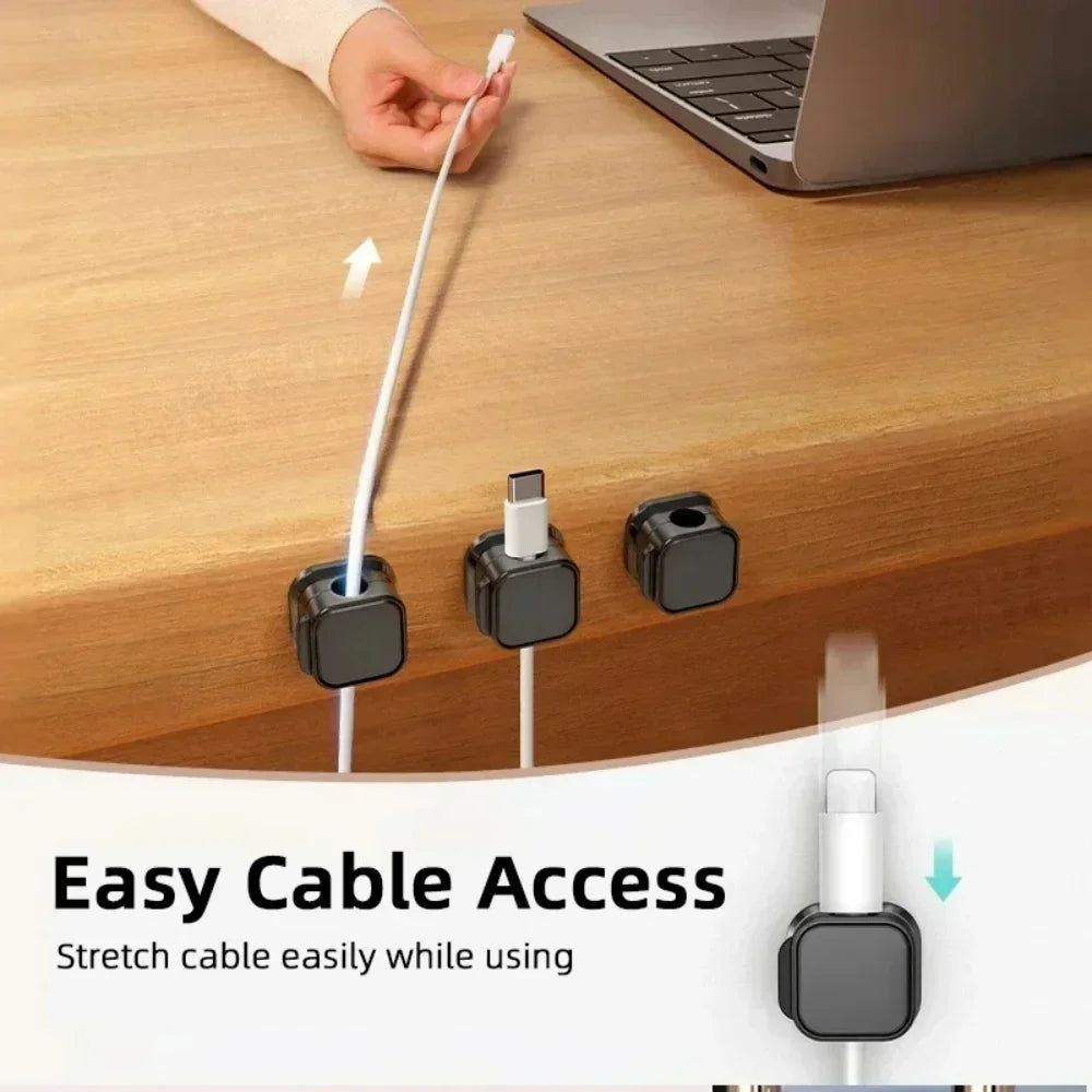 1/3/6 PCS Magnetic Cable Organizer Cable Clips Management Wire Keeper Wall Data Cable Winder Adjustable Cord Holder Under Desk