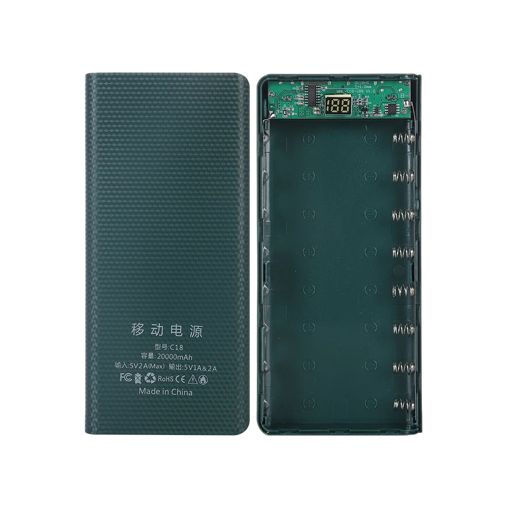 DIY 8*18650 Battery Power Bank Case 20000mAh solder-free sheath DIY power bank housing kit digital tube display