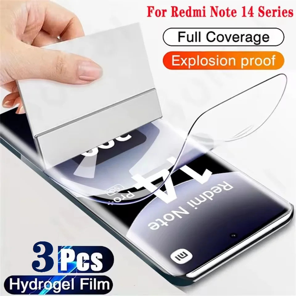 3Pcs HD Full Cover Hydrogel Film For Xiaomi Redmi Note 14 Pro 5G Plus Screen Protector