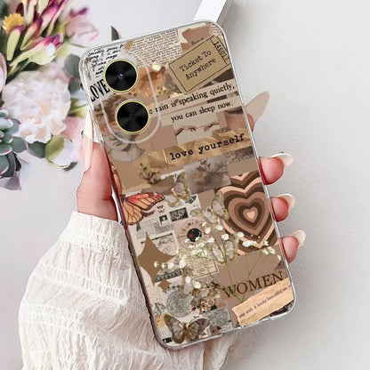 For Cover Xiaomi Redmi A5 4G / Poco C71 Phone Case Colorful Flower Butterfly Love Heart Lxuru Women Fashion Soft Clear Silicone