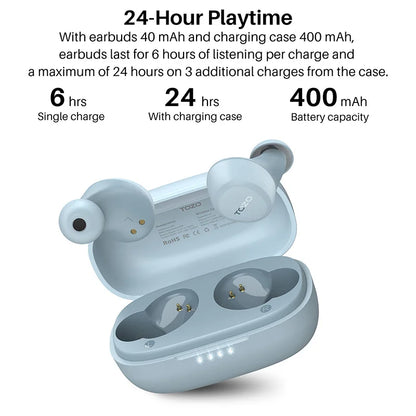 TOZO A1 Bluetooth Earphones,  Wireless Earbuds Immersive Sound Long Distance Connection Headphones Ultra Lightweight,Black