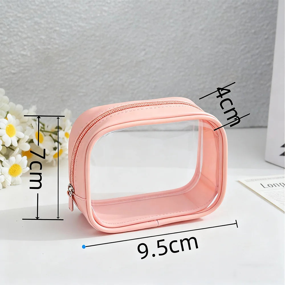 12cm PVC Transparent Storage Bag with Keychain Multicolor Cartoon Doll Display Box Dustproof Case Earphones Gift Organizer Bags