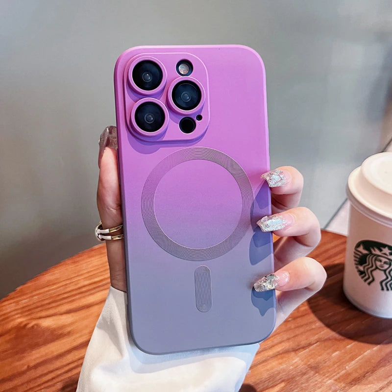 Luxury For Magsafe Gradient Silicone Multicolour Shockproof phone Case for iPhone 15 14 13 12 11 Pro Max Wireless Charging Cover