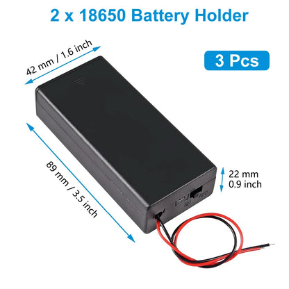 3pcs 18650 Battery Holder with Wire 3.7V,7.4V, 11.1V, 14.8V 18650 Battery Holder Box for Battery storage charging
