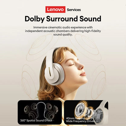 NEW Lenovo LES-107 Wireless Bluetooth 6.0 Headset Dolby Surround Sound Gaming Headphones AUX Wired Foldable Headset 26H Playtime
