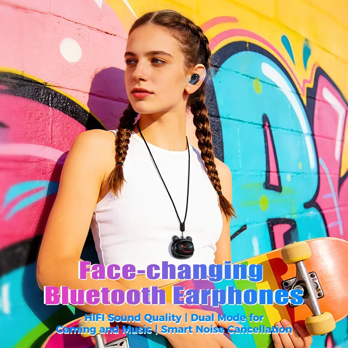 MINISO MS118 Bluetooth Earphone AI Translation Earbuds TWS in-Ear Wireless Headphones Face-Changing Bear DIY Earbuds