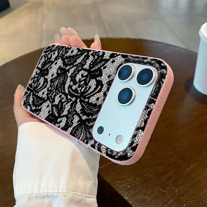 Black Lace Pattern Mobile Phone Case For iPhone 17 Air 16 15 14 13 12 11 17 Pro Max 15 Plus 14 Pro Cartoon Soft Cover