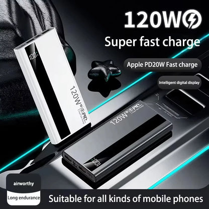 Lenovo 500000mAh Large Capacity Power Bank 120W Super Fast Charging Portable Backup Battery for Smartphone Outdoor Use