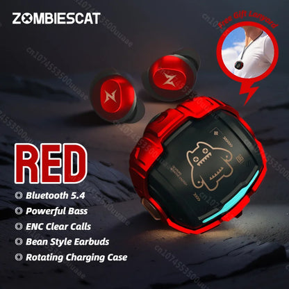ZOMBIES CAT B12 Bean Design Invisible Earbuds Wireless Bluetooth Sports Earphones in-Ear Deep Bass Headphone with Sport Lanyard