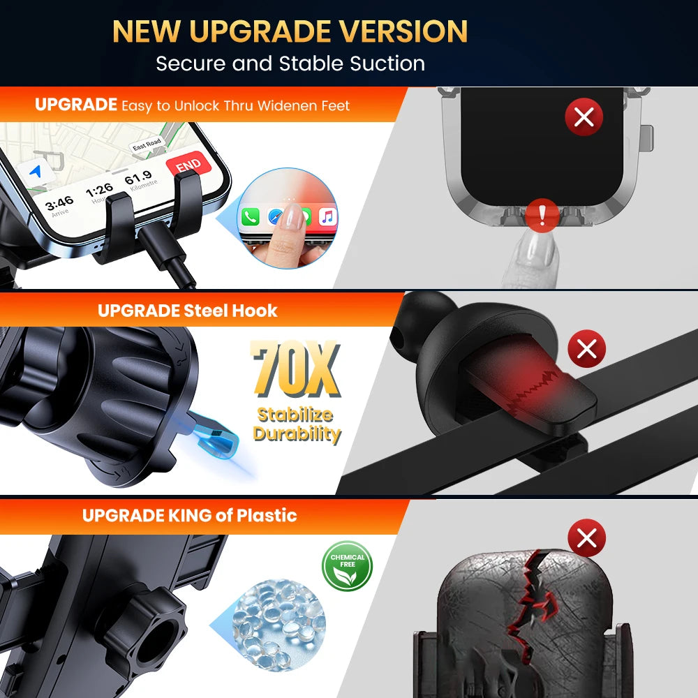 TOPK Car Phone Holder Universal Phone Mount for Car with Hook Clip Air Vent Car Mount 360° Rotation Universal Mobile Phone Mount