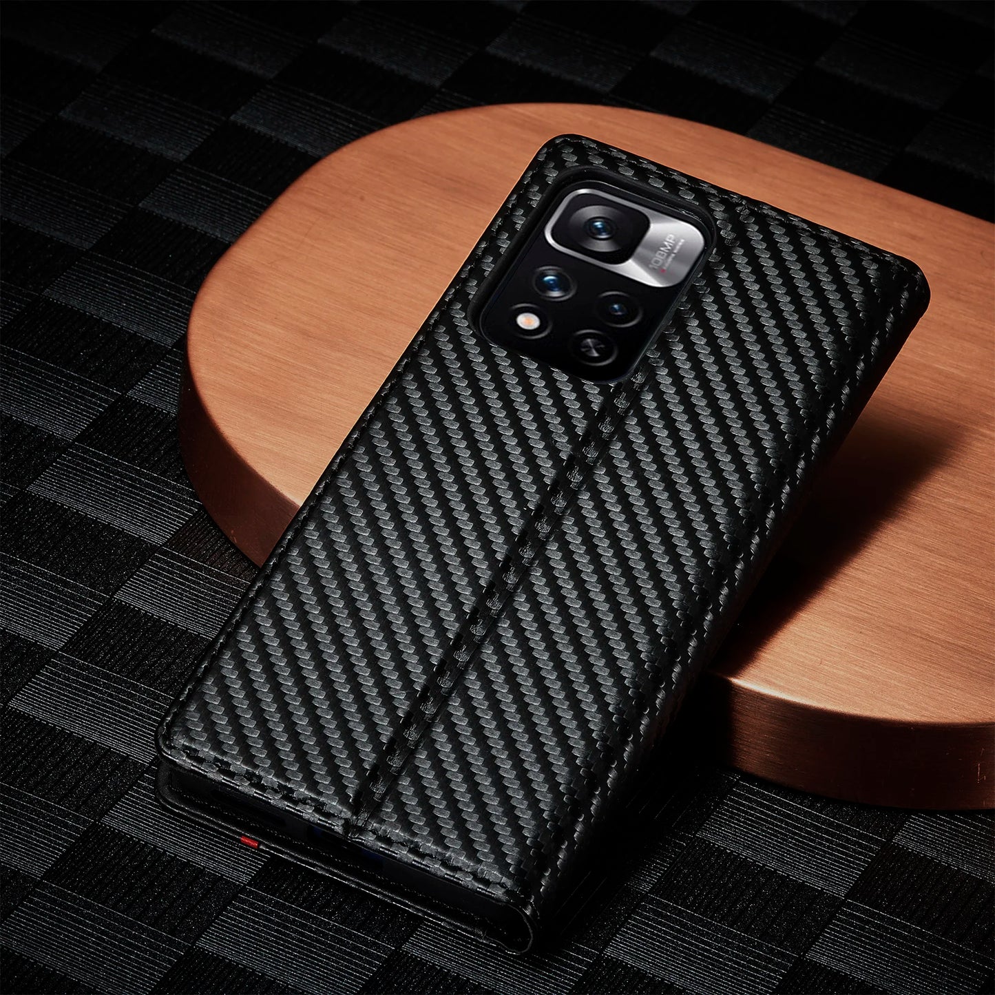 Carbon Fiber Leather Case for Xiaomi 15T 14T 13T 12T 11T 11 Lite Mi Redmi Note 14 13 12S 11S Pro Plus Poco X5 Pro Cover Wallet