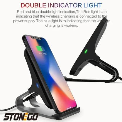 10W 7 5W 5W Qi Fast Wireless Charger Mount 2 Coils Case Friendly Anti Slip Rubber Type C Input
