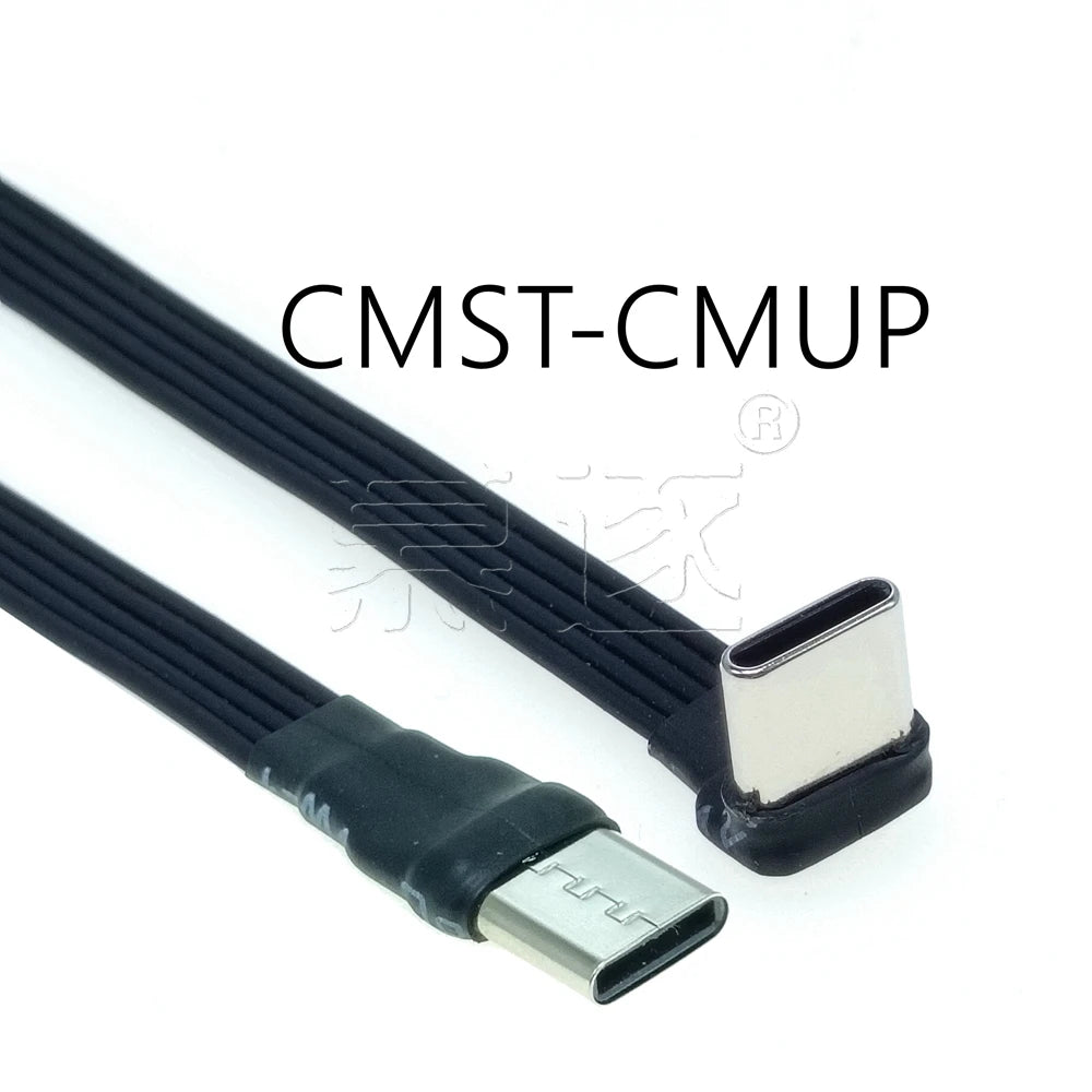 50CM Type C to USB-C 90° Angled adapter cable Power bank flexible cable PD cable charging cable USB C bend flat silicone cable
