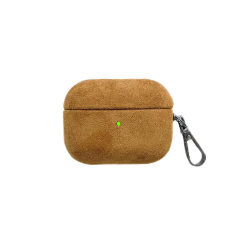 Luxury Italian Suede Headphone Case for Airpods 4 3 1 Pro 2 Anti-loss Metal Keychain Wireless Charge All Inclusive Earphone Case