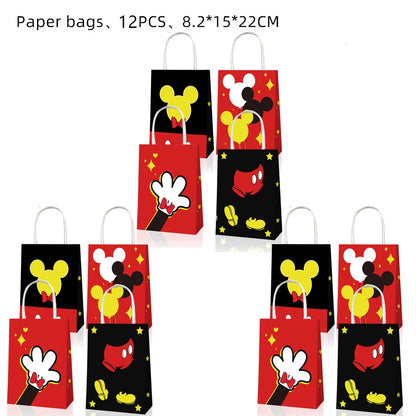 Mickey Balloon Cartoon Mouse Minnie Decorations Party Happy Birthday Banner Cake Topper Disposable Tableware Background Gift Bag