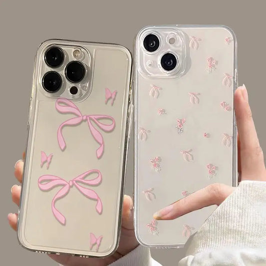 Ins Cute Pink Bowknot Phone Case for Samusng Galaxy A56 A55 A54 A35 A36 A15 A16 A34 S25 S24 S22 S23 Ultra Plus FE A53 5G Cover