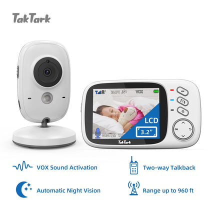 TakTark 3.2 Inch Video Baby Monitor 2.4G Wireless with Auto Night Vision TwoWay Intercom Surveillance Security Camera Babysitter