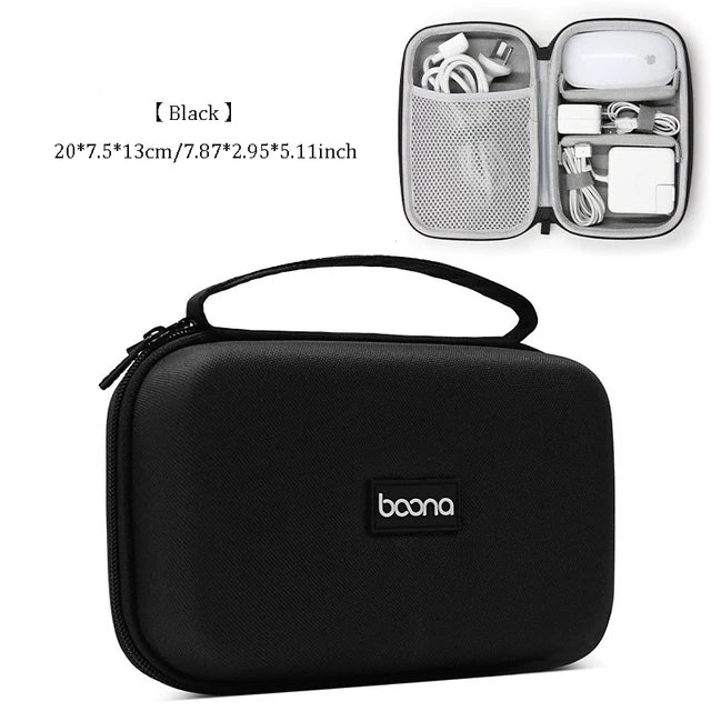 Cable Storage Bag Data Organizer For Notebook Power Bank Charger U Disk Earphones Electronic Accessories Black/Gray