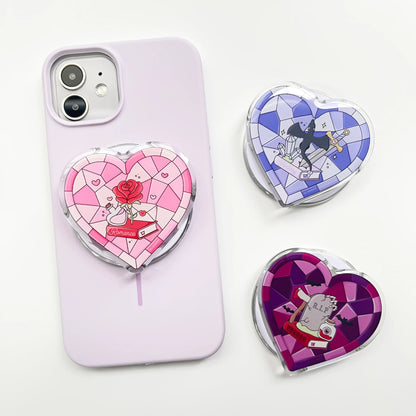 Magnetic Phone Grip for iPhone Acrylic Phone Holder Grip with Cute Dark Romantic Design Foldable Expanding Stand Kindle Griptok