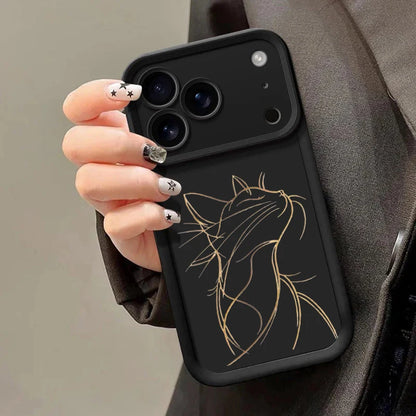 Artistic Line Cat Case For OPPO Reno 13 14 11 12F 11F 13F Realme C53 C55 C65 C63 C67 C71 15T 14 Plus A78 A58 A79 A60 A6 A5 Pro