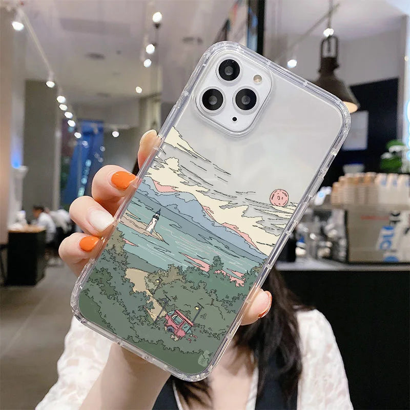 For Samsung S23 S25 Ultra Case Anime Landscape Phone Case For Samsung Galaxy S24 S22 Ultra S20 S21 FE S23Ultra S 23 Plus Covers