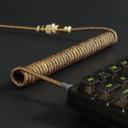 ATTACK SHARK * MAMBASNAKE C03 Coiled USB C Cable for Gaming Keyboard, Nylon Braided Mechanical Keyboard Cable, Double-Sleeved