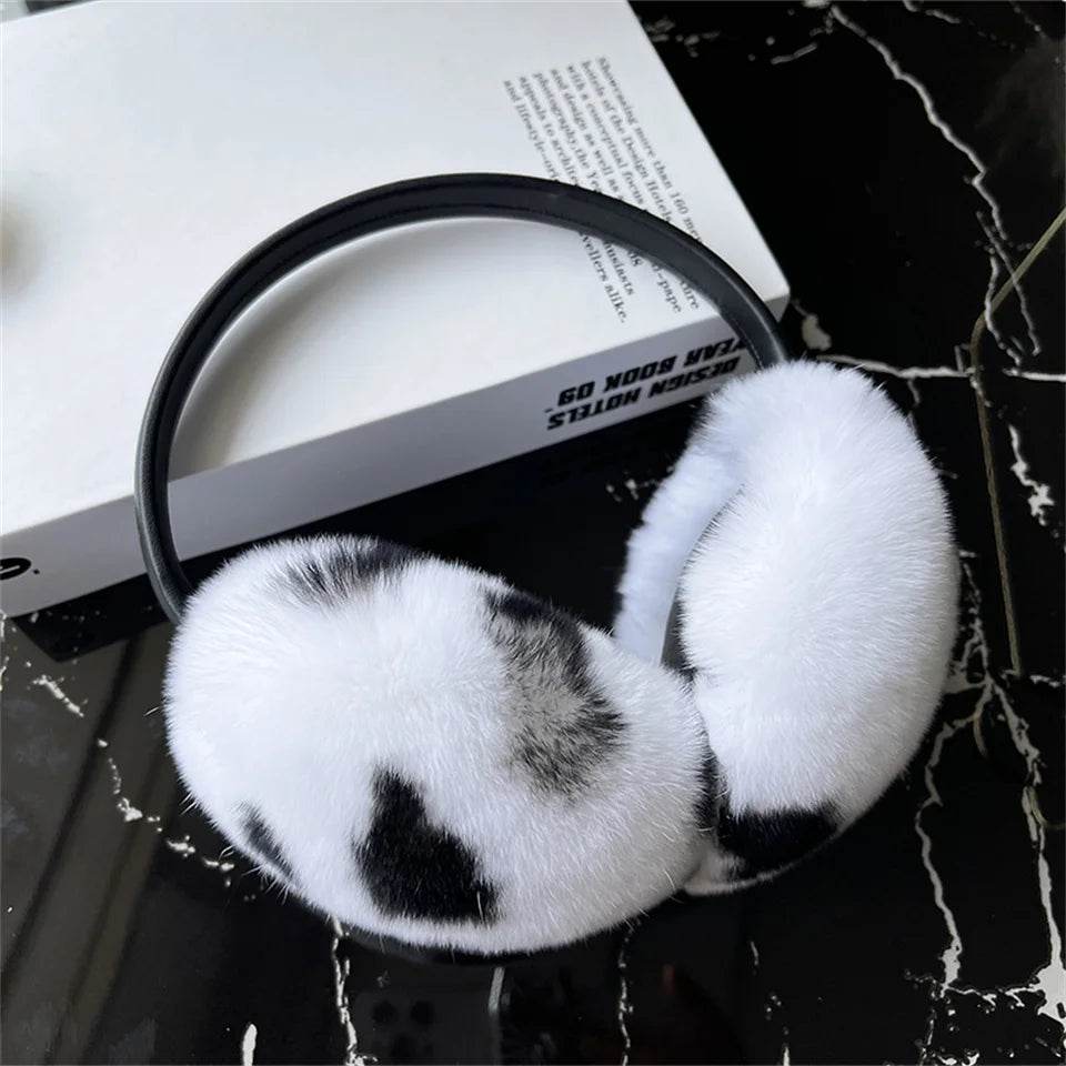 Natural Winter Fur EarMuffs For Women Ear Cover Accessories Real Fur Headphones Warm Earflap Real Rex Rabbit Ear Warmer For Gift