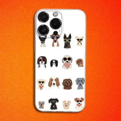 Pet Puppy Dog Cute Phone Case For iPhone 16,15,14,13,12,11 Plus,Pro,Max,XR,XS,X,Plus,SE,Mini Transparent Soft Cover