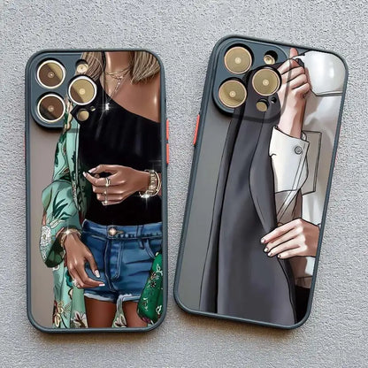 Girl Women Coffee Miss Phone Case For iphone 16 12 11 14 13 15 Pro Max X XS XR SE 2020 7 8 Plus Fashion Lady High Heel Covers