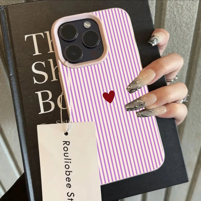 INS Cute Small Love Heart Pattern Fresh Phone Case For iPhone 17 16 15 14 Pro Max 13 12 11 XS X XR 7 8 Plus 16E 17E 17 Air Cover