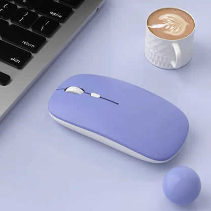 Slim Portable Office Mouse Wireless Bluetooth-Compatible 5.0 Silent Ergonomic BT Wireless Mice for Macbook Laptop iPad Tablet