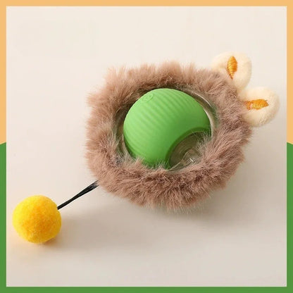 Cat Interactive Ball Toy, Automatic Rolling Ball with Tail, Rechargeable Smart Pet Interactive Toy, Intelligent Mouse for Cat