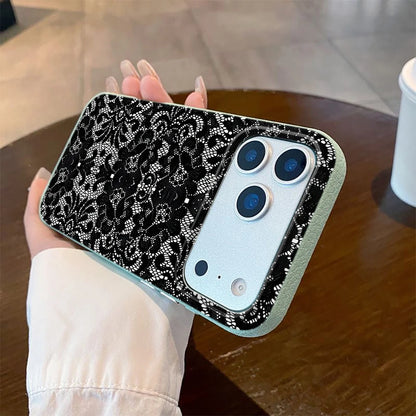 Black Lace Pattern Mobile Phone Case For iPhone 17 Air 16 15 14 13 12 11 17 Pro Max 15 Plus 14 Pro Cartoon Soft Cover