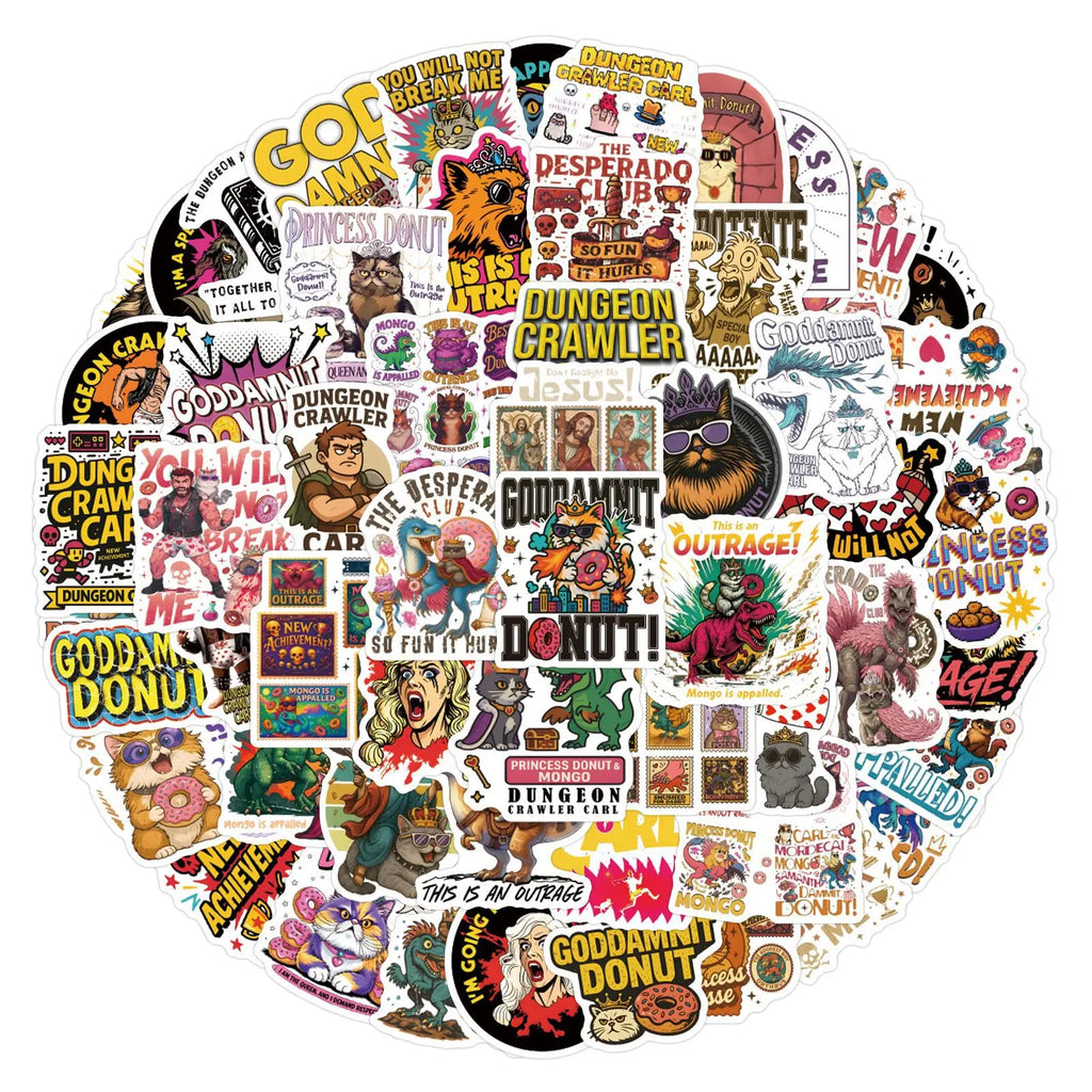 110PCS Dungeon Crawler Carl Stickers Graffiti Stickers DIY Diary Phone Case Handmade Scrapbook Aesthetic Stickers
