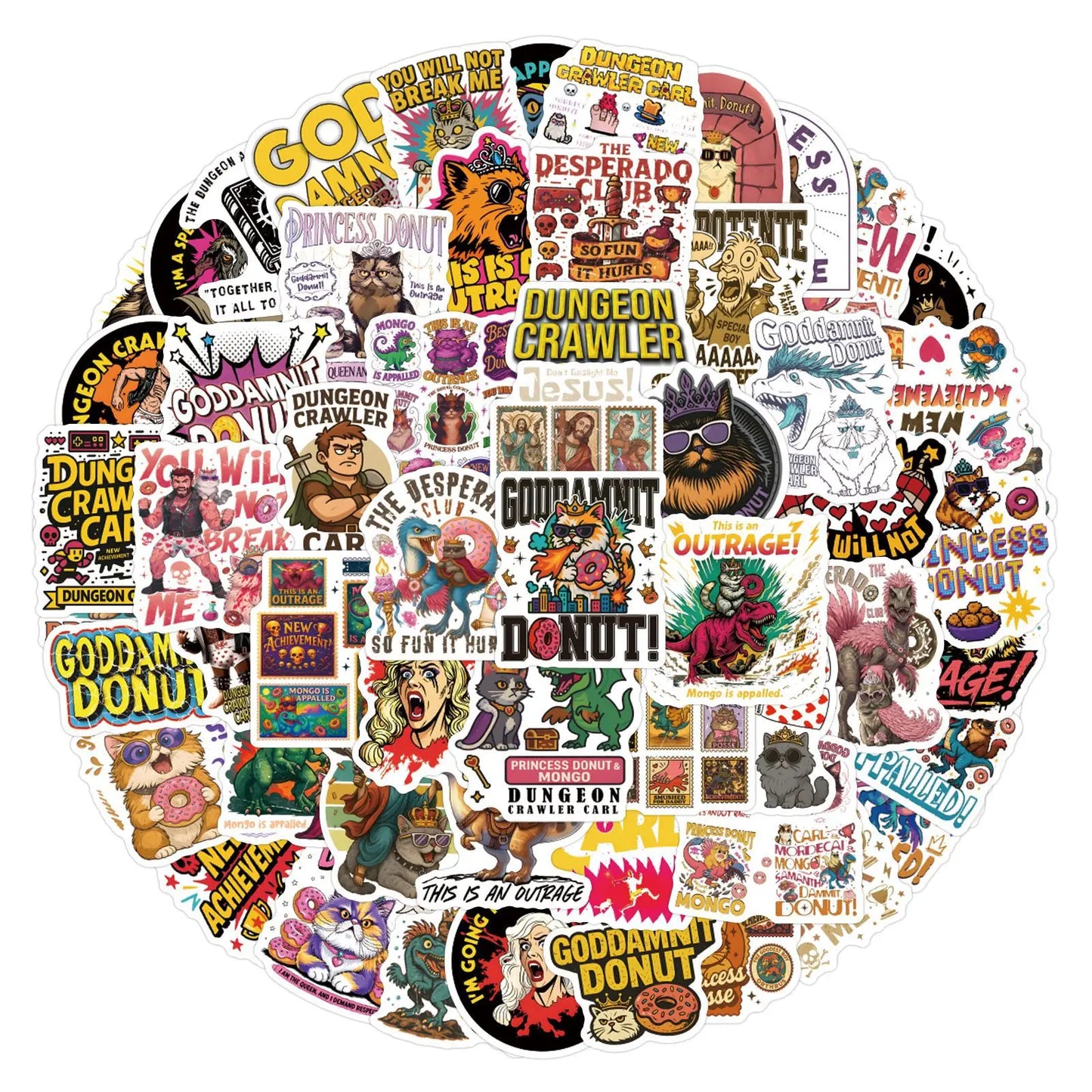 110PCS Dungeon Crawler Carl Stickers Graffiti Stickers DIY Diary Phone Case Handmade Scrapbook Aesthetic Stickers